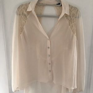 RIVER ISLAND Beige Open-back Button-down Blouse